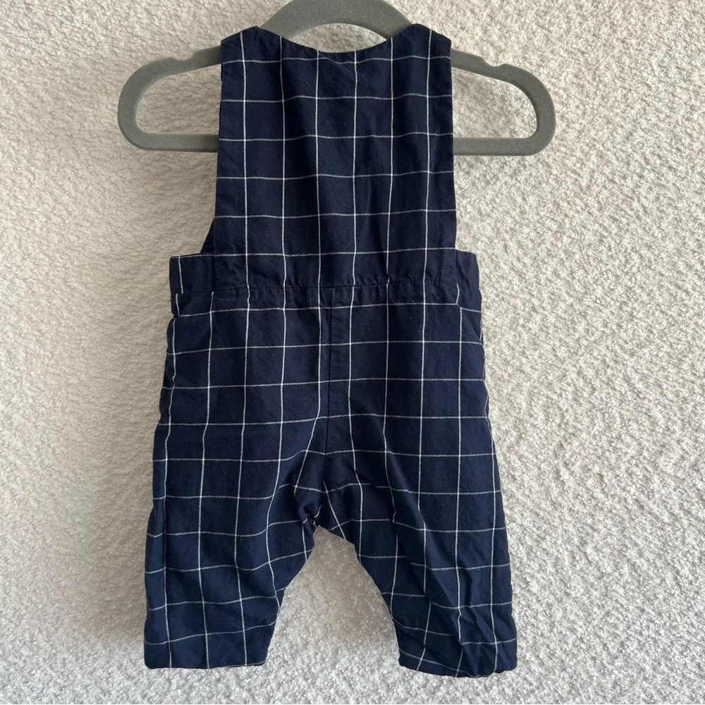 Jacadi‎ Paris One Piece Infant Blue Grid Romper 100% Cotton Size 3 Months